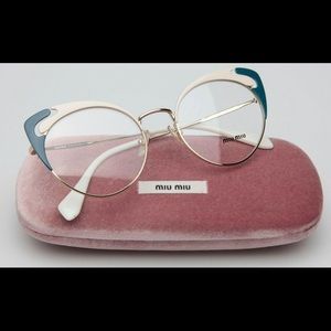 New! Miu Miu ivory/blue cateye eyeglasses